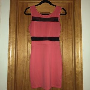 Salmon Colored Dress with Black Mesh